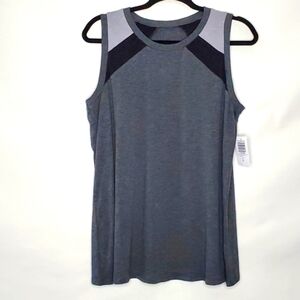Vintage by Torrid Slub Jersey Knit Top Size L Gray Sleeveless Colorblock NEW